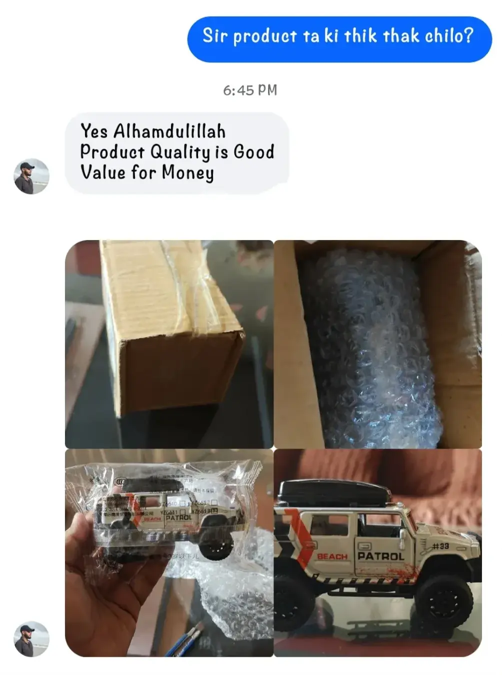 Customer review from Facebook